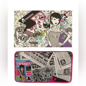 Tokidoki Newspaper Print long wallet with Pink Accents
